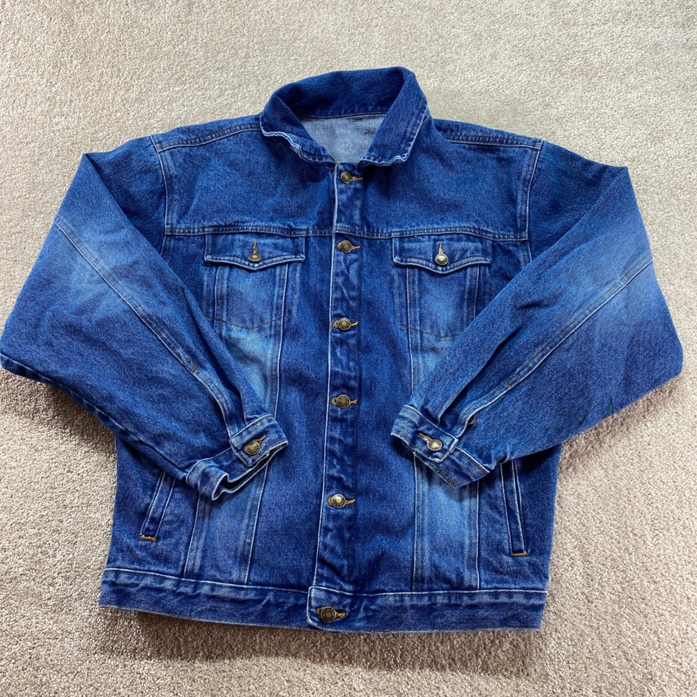 Faded Glory Jean Jacket Boys Size XL Blue Denim Classic Fit Button Front Pockets